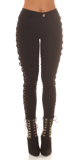 laced up skinny jeans zwart